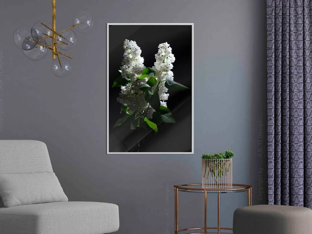 Αφίσα - White Lilac - 20x30 - Χρυσό - Με πασπαρτού