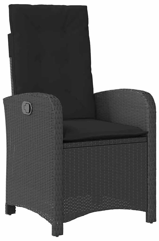 vidaXL Σέτ φαγητού για κήπο με μαξιλάρι 3 pcs Μαύρο συνθετικό ρατάν