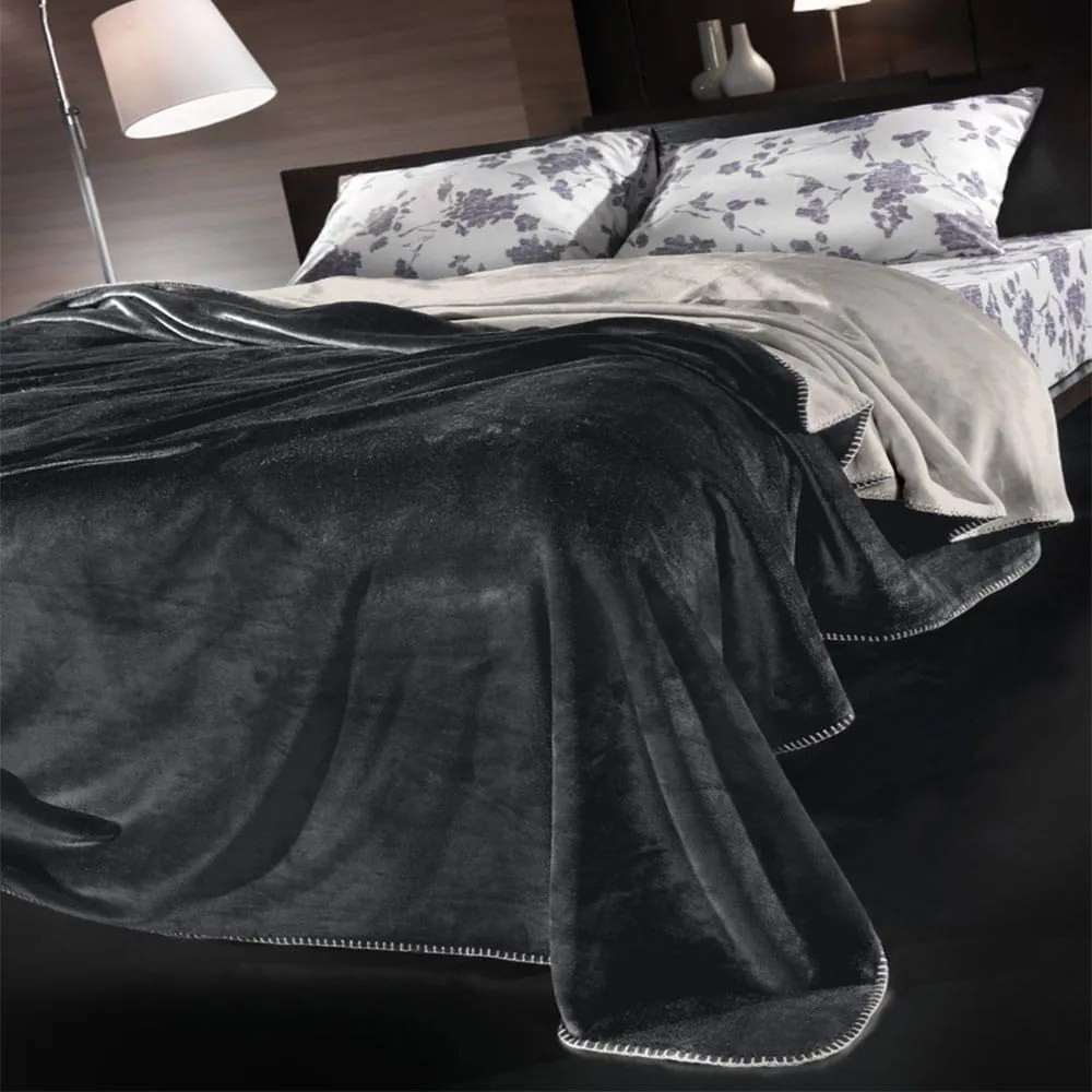 Κουβέρτα Velvet (Σετ 2τμχ) Anthracite Guy Laroche Queen Size 220x240cm 100% Βαμβακερή Φανέλα