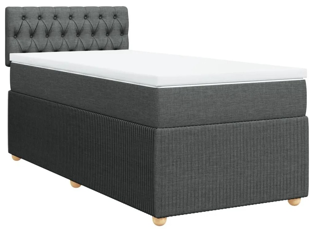 Κρεβάτι Boxspring με Στρώμα Σκούρο Γκρι 90x200 εκ. Υφασμάτινο - Γκρι