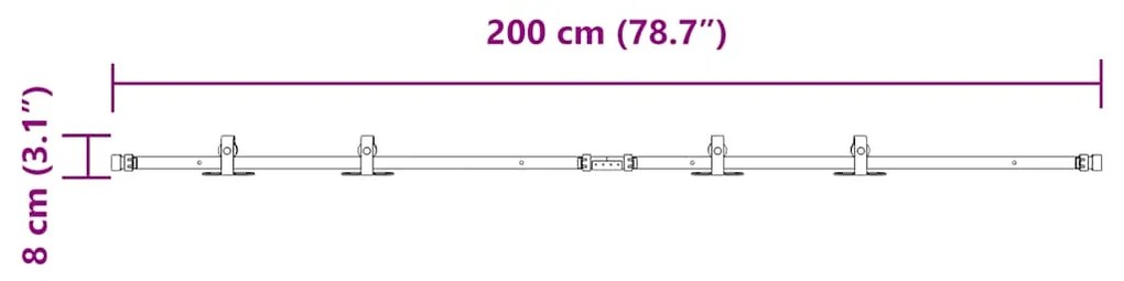 ΚΙΤ ΣΥΡΟΜΕΝΗΣ ΠΟΡΤΑΣ ΓΡΑΦΕΙΟΥ 200 CM ΑΠΟ ΑΝΘΡΑΚΟΥΧΟ ΧΑΛΥΒΑ 4009676