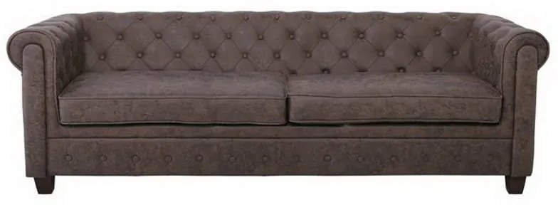 Καναπές Τριθέσιος Chesterfield-W Ε9420,33 219x82x80cm Antique Brown Ύφασμα