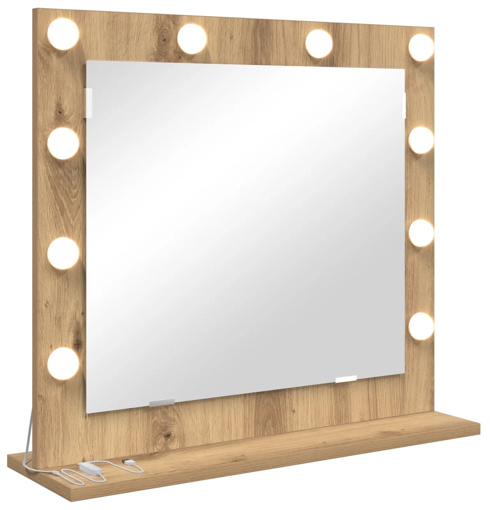 vidaXL Καθρέφτης Vanity με LED φώτα Artisan Oak 60x55x18 εκ