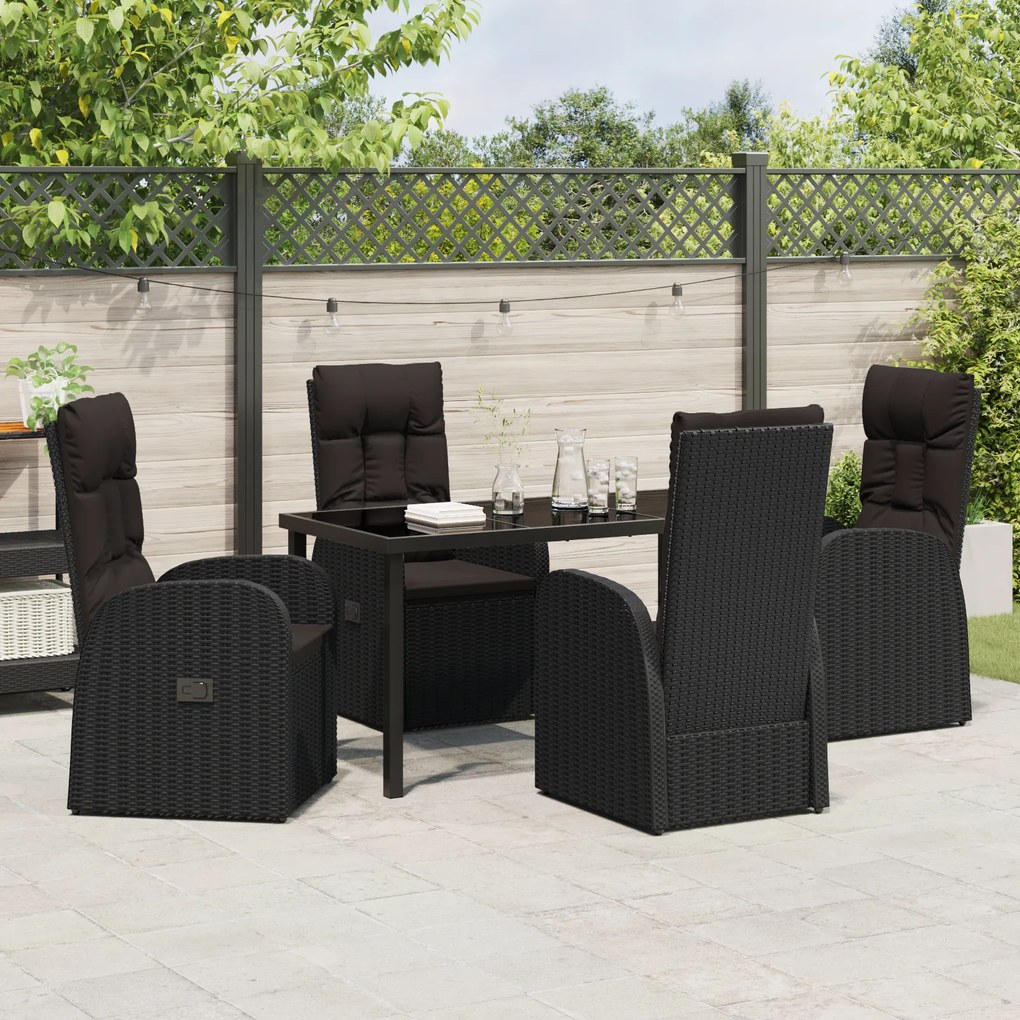 vidaXL Ανακλινόμενες Καρέκλες Κήπου 5 pcs Μαύρο 140 x 70 x 73 cm