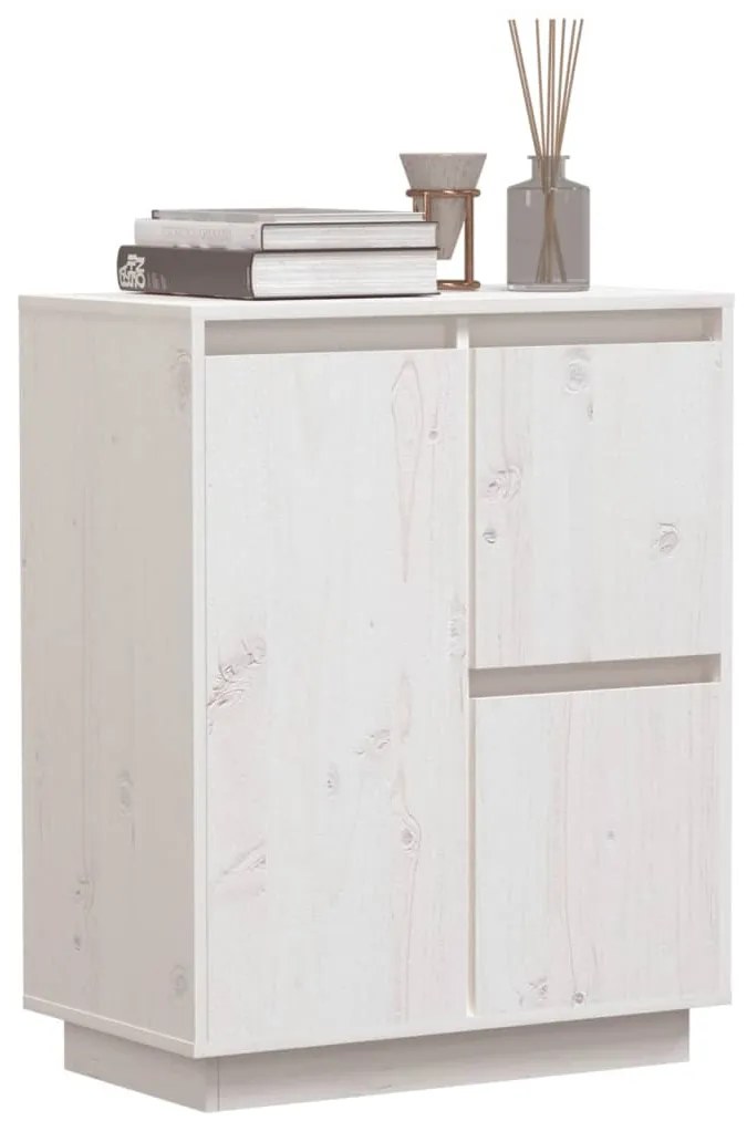 vidaXL Ντουλάπι Λευκό 60 x 34 x 75 εκ. από Μασίφ Ξύλο Πεύκου