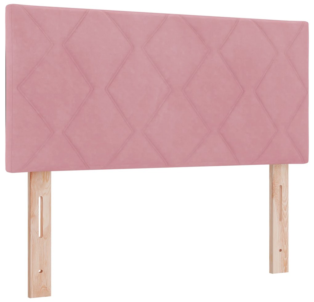 vidaXL Κρεβάτι Box Spring με Στρώμα Ροζ 90x200 εκ Βελούδο