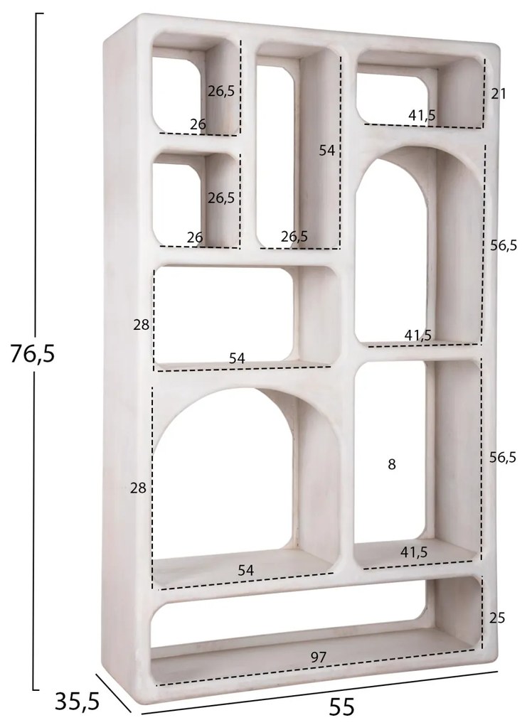 ΒΙΒΛΙΟΘΗΚΗ HANDYR  ΜΑΣΙΦ ΞΥΛΟ MANGO ΣΕ ΛΕΥΚΟ ΧΡΩΜΑ 100x35x165Yεκ.