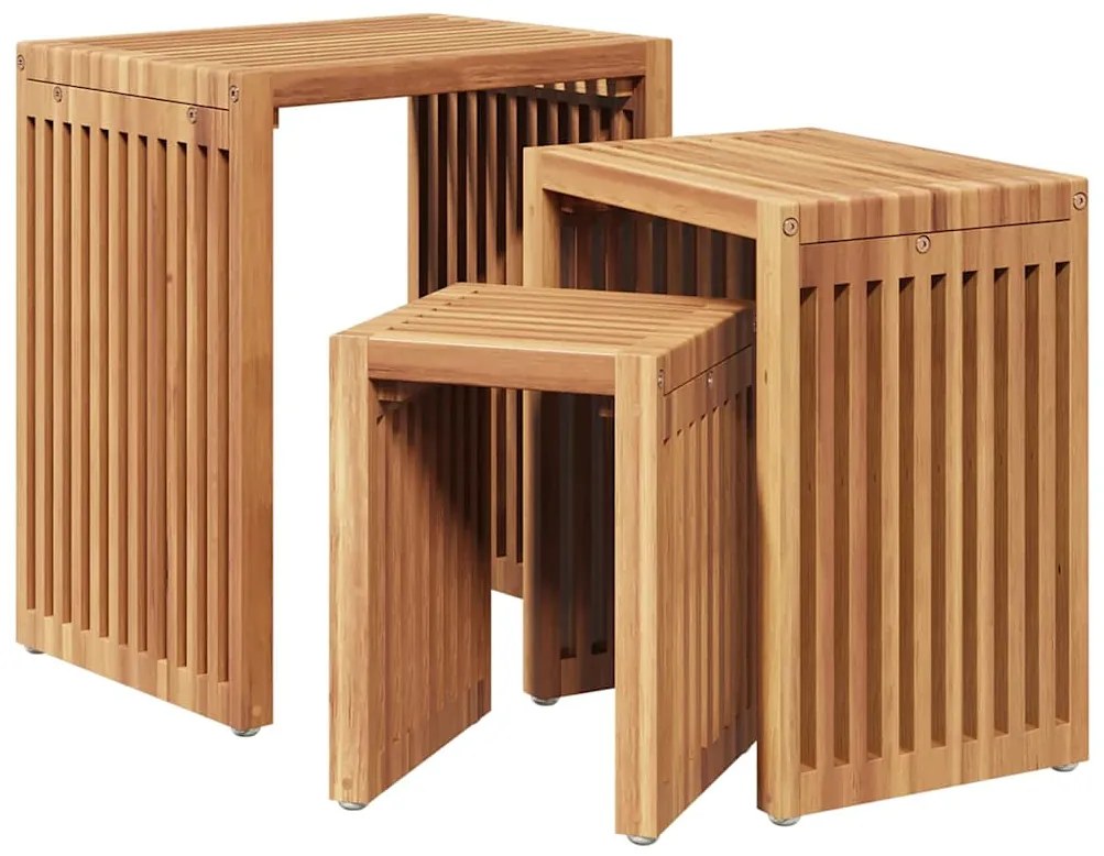 vidaXL Πλευρικό Τραπέζι Κήπου 3 pcs Καφέ 33 x 44,5 x 51 εκ