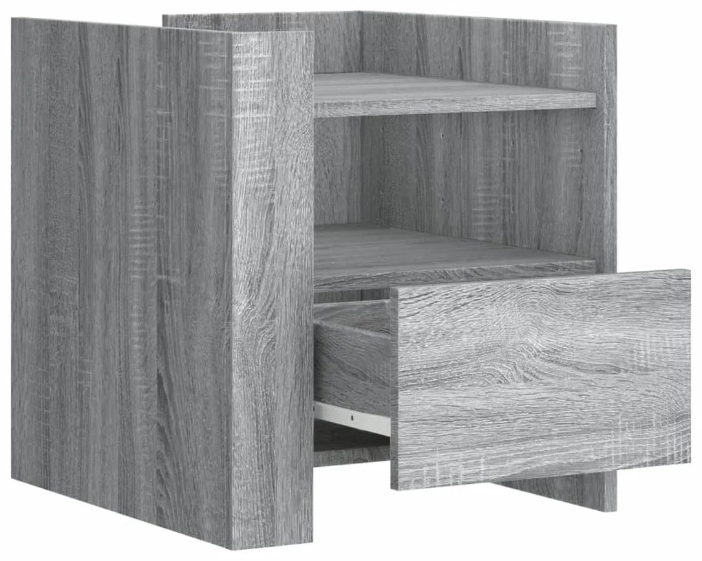 vidaXL Κομοδίνο Sonoma Γκρι 45x50x50 εκ. από Επεξεργασμένο Ξύλο