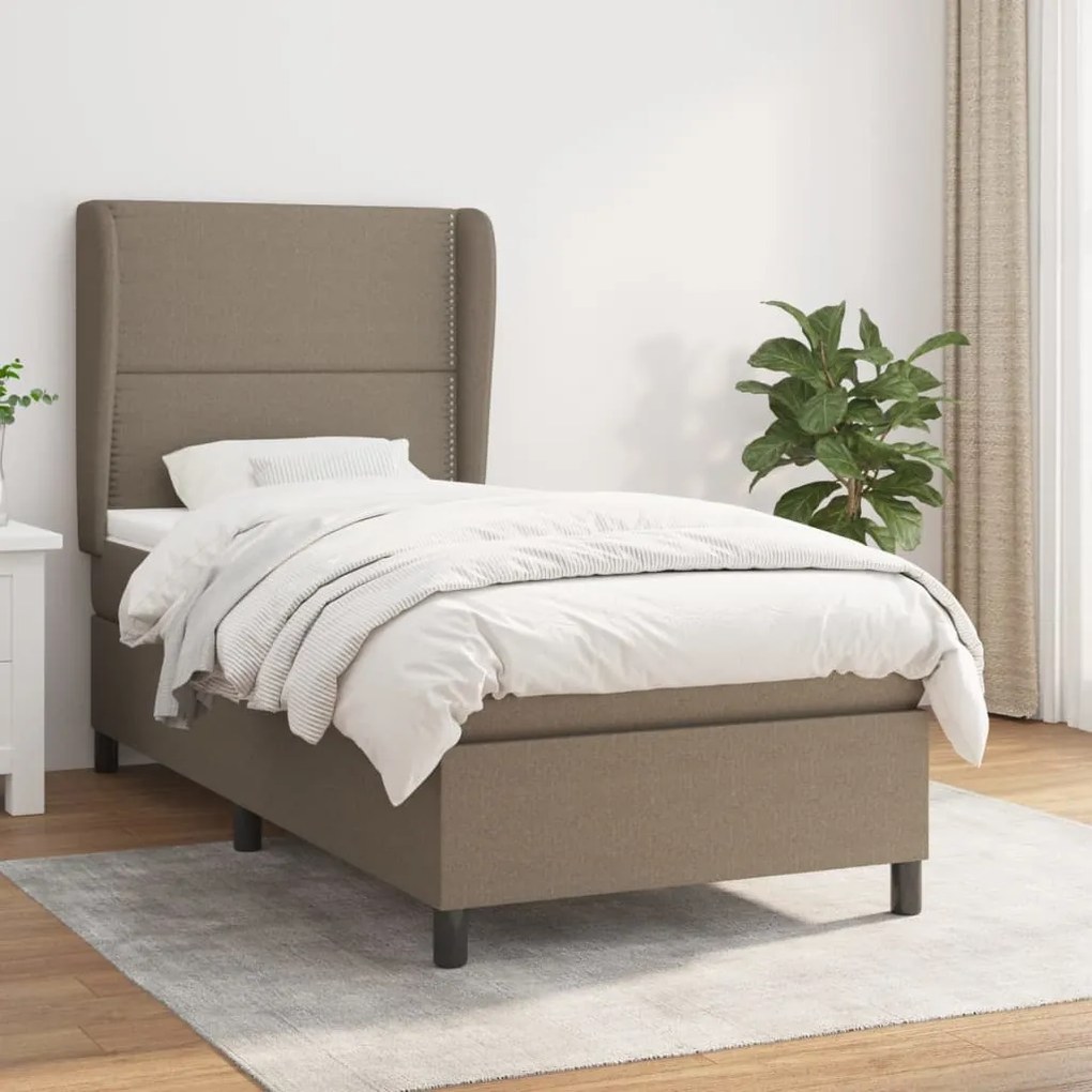 Κρεβάτι Boxspring με Στρώμα Taupe 80x200 εκ. Υφασμάτινο