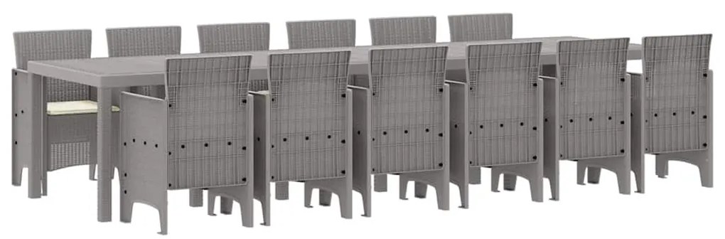 vidaXL Σέτ φαγητού για κήπο 13 pcs Ανοιχτό γκρι Rattan Polt