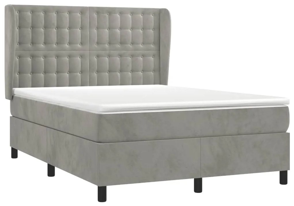 ΚΡΕΒΑΤΙ BOXSPRING ΜΕ ΣΤΡΩΜΑ ΑΝΟΙΧΤΟ ΓΚΡΙ 140X200 ΕΚ. ΒΕΛΟΥΔΙΝΟ 3129453