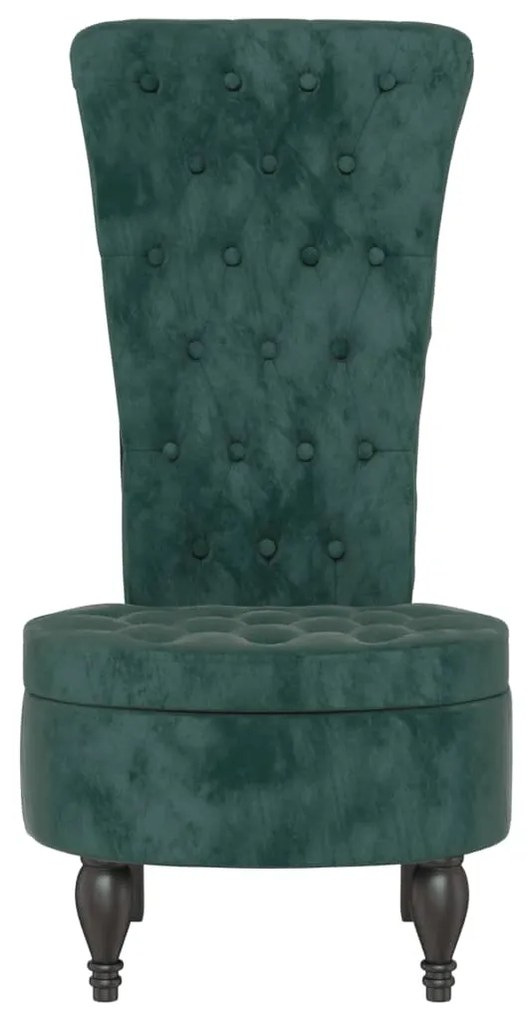 vidaXL Πολυθρόνα με Ψηλή Πλάτη/Σχεδιασμ. με Κουμπιά Σκ.Πράσινο Βελούδο