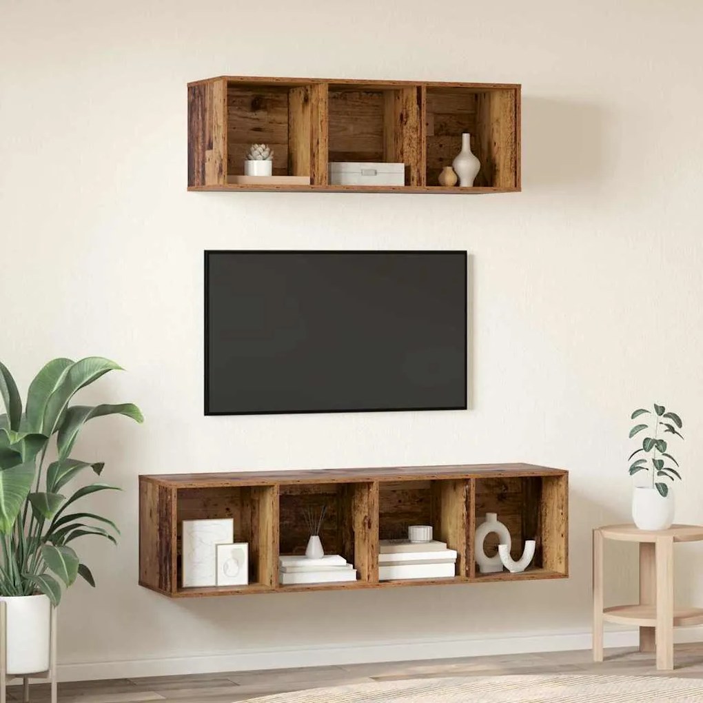 vidaXL Σετ Τηλεοπτικού Κάδου 2 pcs Παλαιό ξύλο 37 x 37 x 142.5 εκ