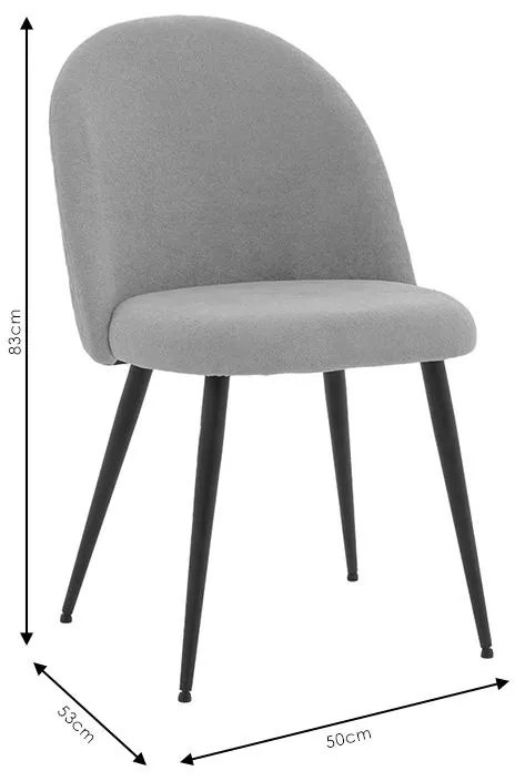 Καρέκλα Graceful ύφασμα μπουκλέ σάπιο μήλο-πόδι μαύρο 50x53x83 εκ.