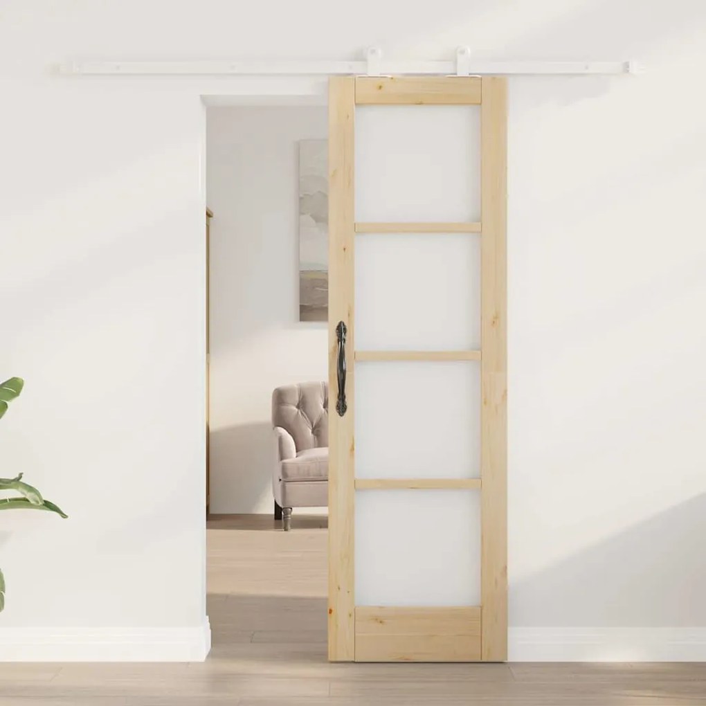 vidaXL Συρόμενη Πόρτα ORKDAL Καφέ 61 x 198.5 εκ. Ξύλο και μέταλλο