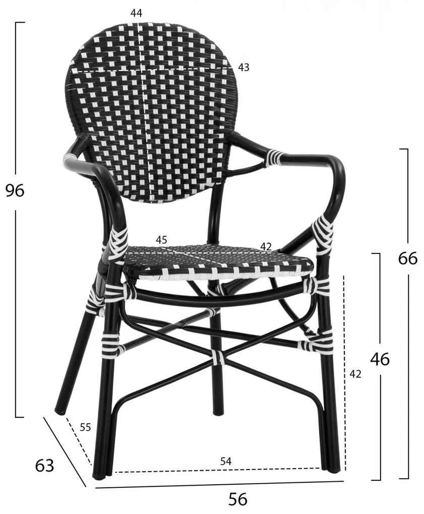 ΠΟΛΥΘΡΟΝΑ ΑΛΟΥΜΙΝΙΟΥ BAMBOO LOOK ΜΕ ΜΑΥΡΟ ΛΕΥΚΟ WICKER  56X63X96Y εκ.