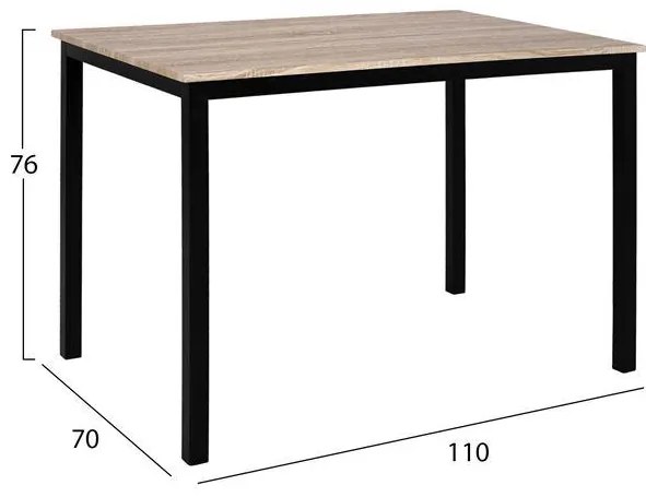 Σετ τραπεζαρίας C10340 5τμχ με Τραπέζι SONAMA 110x70x76εκ. & Καρέκλες TWIST Μαύρες