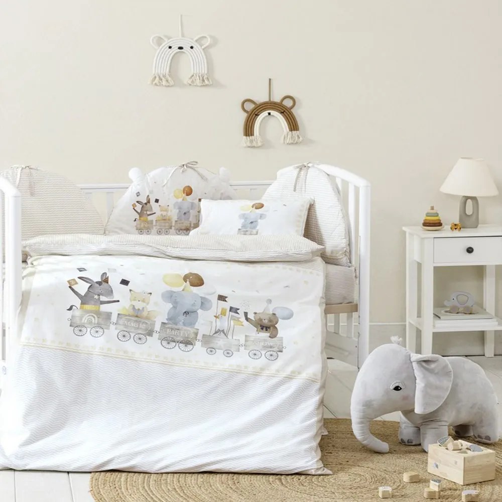 Κουβερλί Βρεφικό Magic Party White-Beige Nima 100x140cm 100% Βαμβάκι