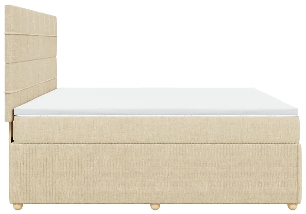 vidaXL Κρεβάτι Boxspring με Στρώμα Κρεμ 180x200 εκ. Υφασμάτινο