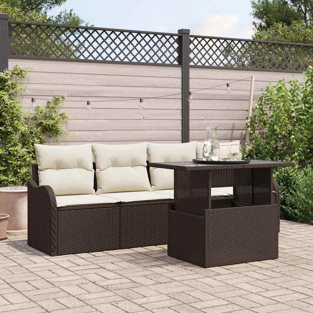 vidaXL Σετ Καναπέ Κήπου 5 pcs Καφέ 100 x 55 x 73 εκ Πολυ ράταν