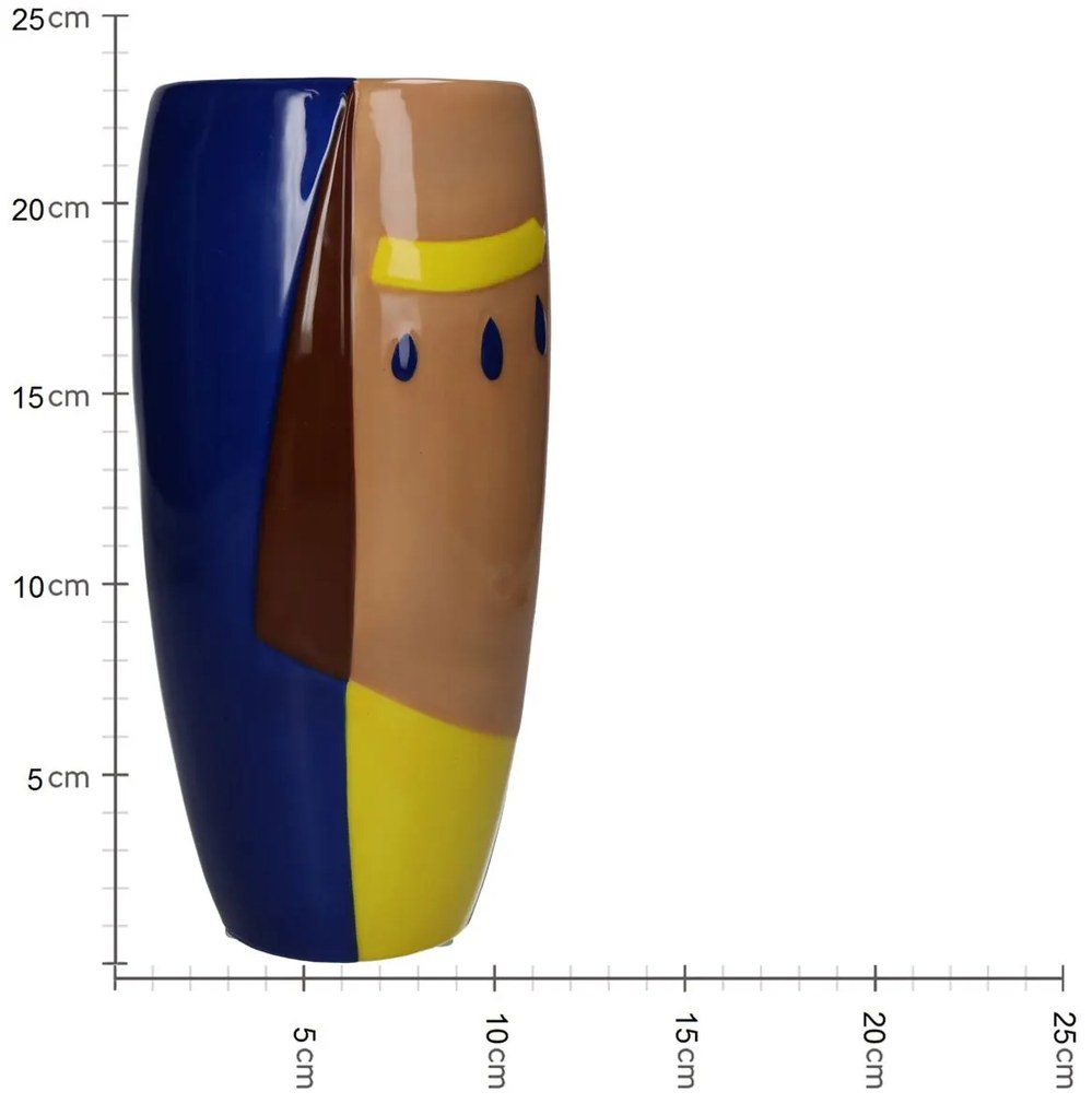 Βάζο Αφηρημένο Πρόσωπο Πολύχρωμο Δολομίτης 11.5x11.5x23.4cm - 05155268