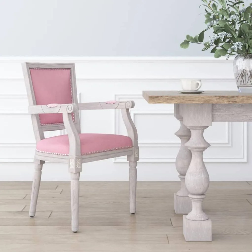 Καρέκλα Τραπεζαρίας Ροζ Βελούδινη - Ροζ