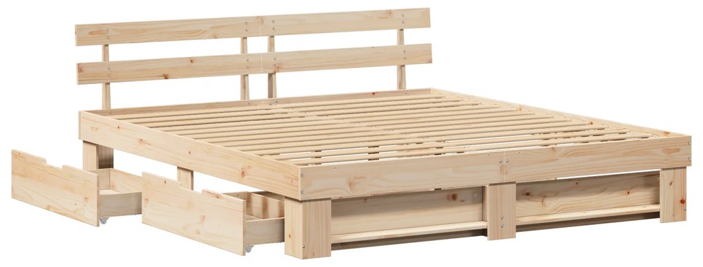 vidaXL Σκελετός Κρεβατιού Καφέ 180 x 200 cm Συμπαγές ξύλο πεύκου
