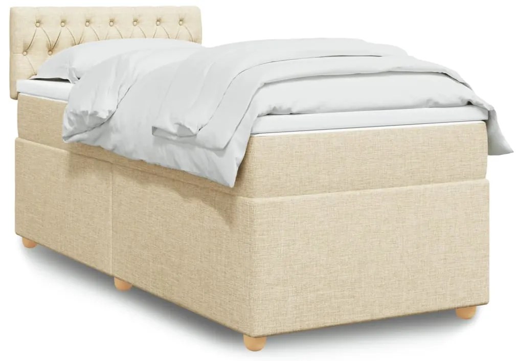 vidaXL Κρεβάτι Boxspring με Στρώμα Κρεμ 80 x 200 εκ. Υφασμάτινο