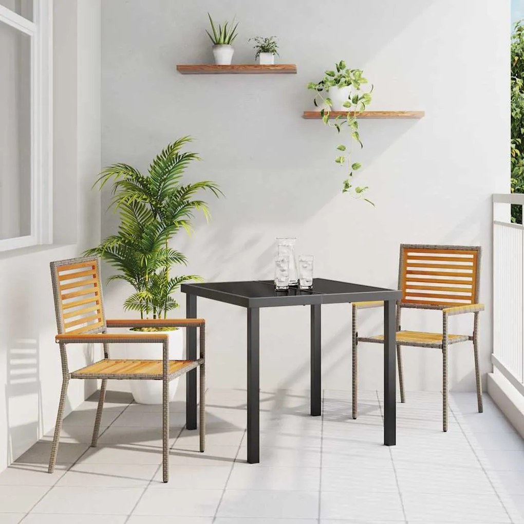vidaXL Καρέκλες κήπου που σωριάζονται 2 pcs Καφέ, Γκρί