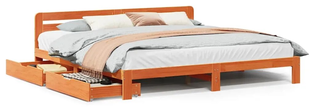 vidaXL Σκελετός Κρεβ. Χωρίς Στρώμα Καφέ Κεριού 180x200 εκ Μασίφ Πεύκο