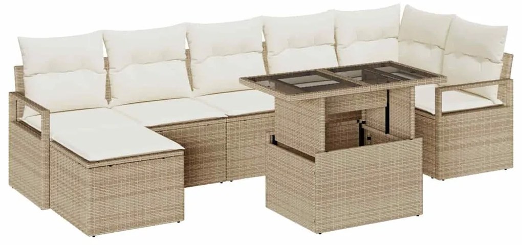 vidaXL Σετ Καναπέ Κήπου με μαξιλάρι 8 pcs μπεζ και κρεμ