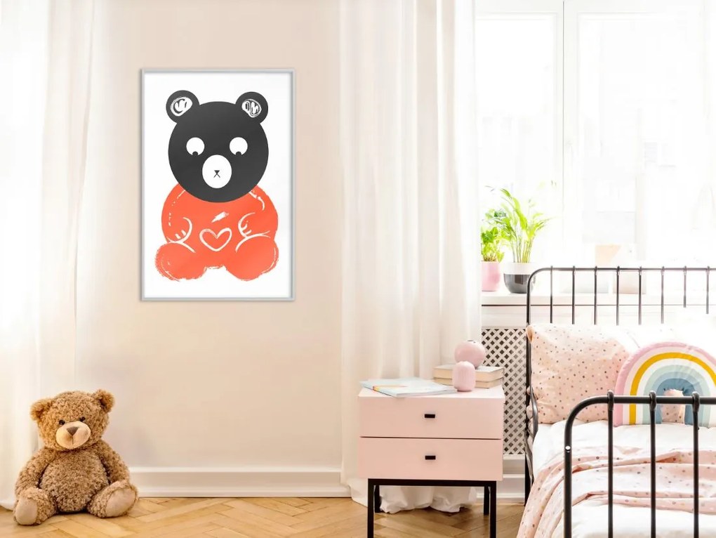 Αφίσα - Teddy Bear in Love - 20x30 - Μαύρο - Με πασπαρτού