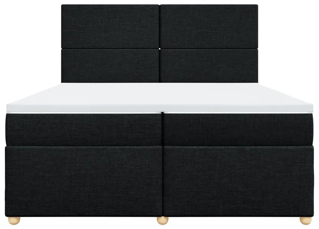 vidaXL Κρεβάτι Boxspring με Στρώμα Μαύρο 200x200 εκ. Υφασμάτινο