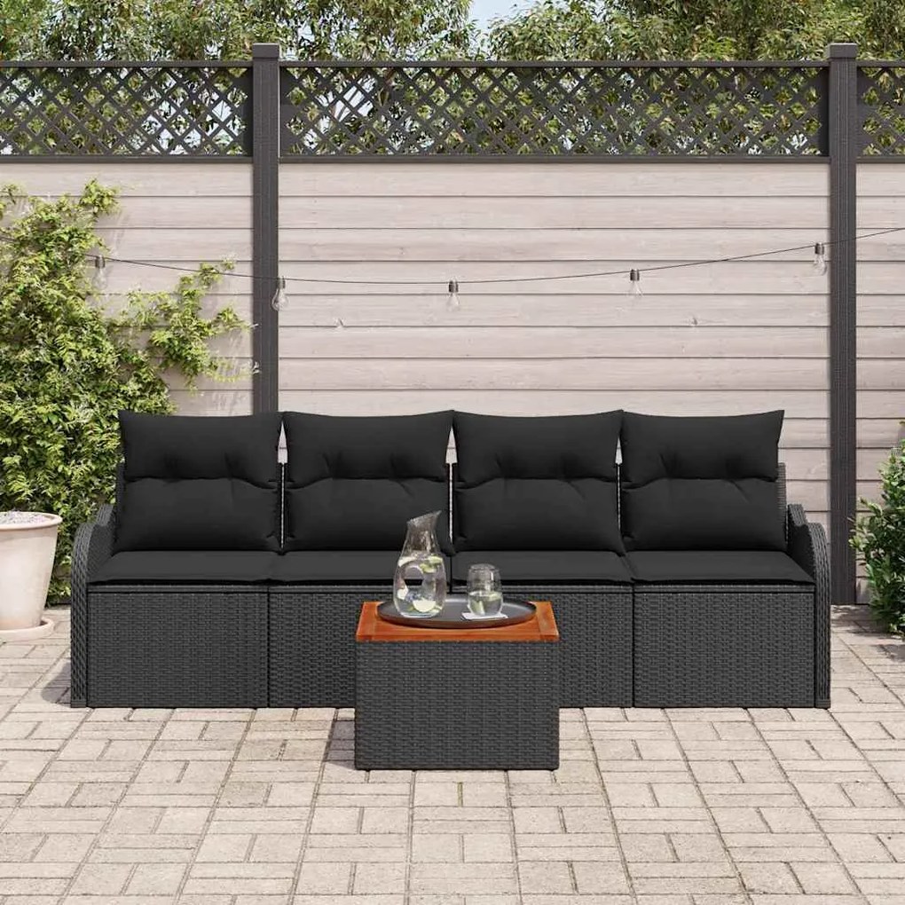 vidaXL Σετ Καναπέ Κήπου με μαξιλάρι 5 pcs Μαύρο 55 x 55 x 37 εκ