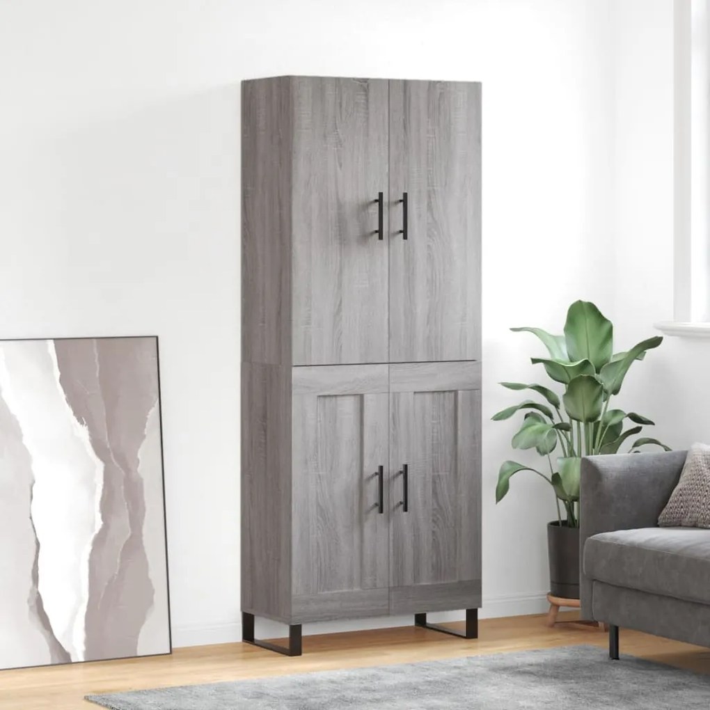 vidaXL Ντουλάπι Γκρι Sonoma 69,5 x 34 x 180 εκ. Επεξεργασμένο Ξύλο
