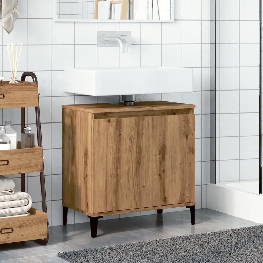 Ντουλάπι Νιπτήρα τεχνίτης Δρυς 58x33x60 εκ. Επεξεργασμένο Ξύλο - Καφέ