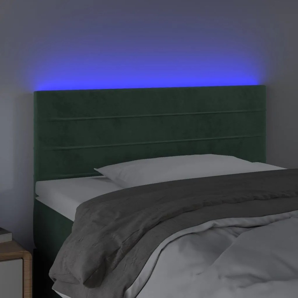 Κεφαλάρι Κρεβατιού LED Σκούρο Πράσινο 90x5x78/88 εκ. Βελούδινο - Πράσινο