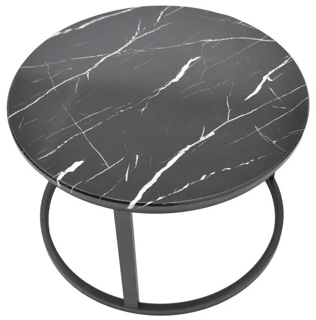 Τραπεζάκι σαλονιού Revelon σετ 2τεμ MDF σε όψη Μαύρου Μάρμαρου 80x80x45εκ. 80x80x45 εκ.