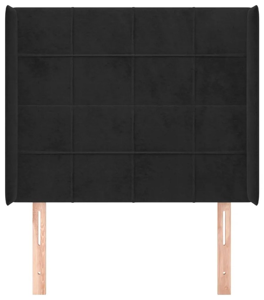Κεφαλάρι με Πτερύγια Μαύρο 93x16x118/128 εκ. Βελούδινο - Μαύρο