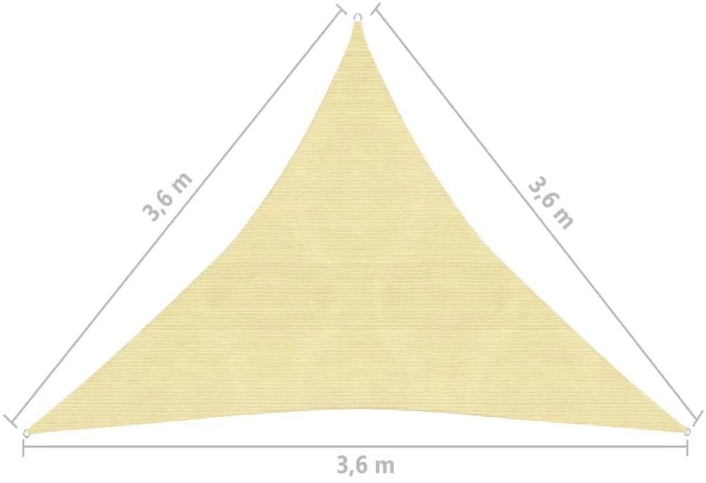 Πανί Σκίασης Τριγωνικό Μπεζ 3,6 x 3,6 x 3,6 μ. από HDPE - Μπεζ