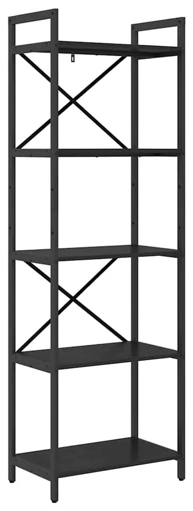 vidaXL Ράφι Βιβλίων Μαύρη Οξυά 56 x 34 x 171 εκ Επεξεργασμένο ξύλο