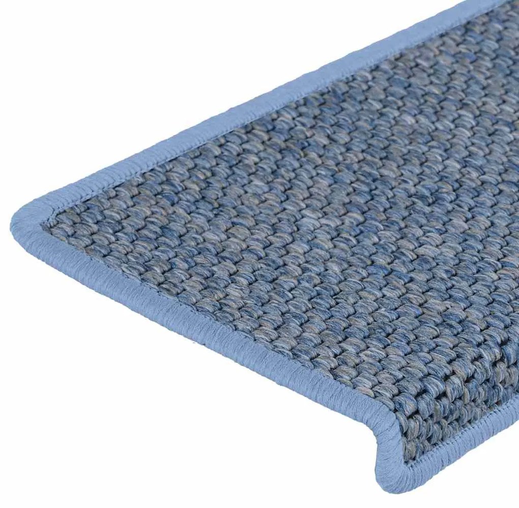 vidaXL Πατάκια Σκάλας Αυτοκόλ. 15 τεμ. Όψη Σιζάλ Μπλε 65x21x4 εκ.