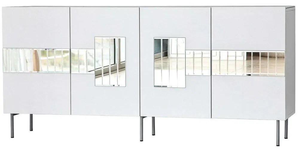 Μπουφές Paris 552NOS1803 180x40x80cm White-Silver Μοριοσανίδα, Μελαμίνη