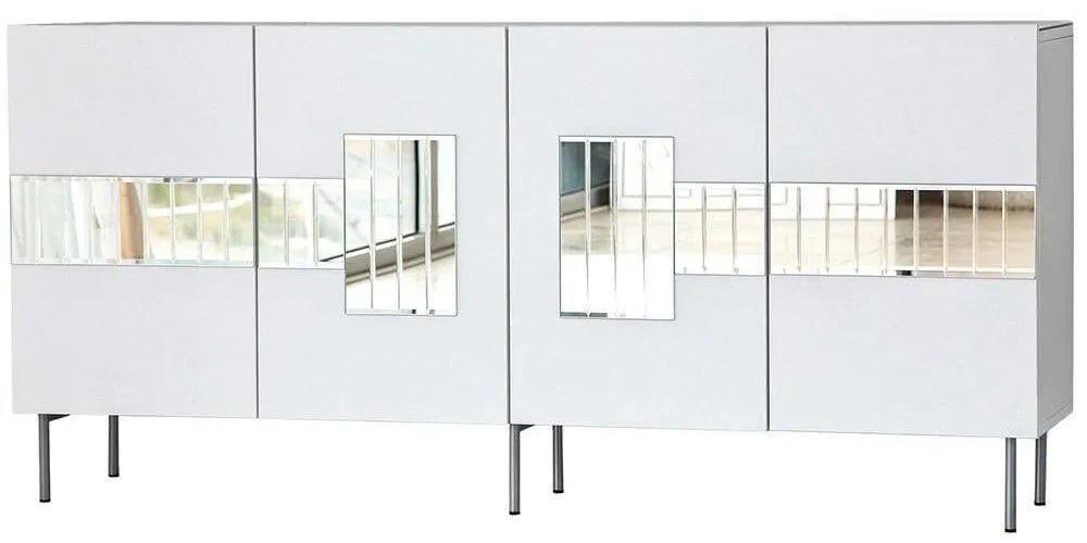 Μπουφές Paris 552NOS1803 180x40x80cm White-Silver Particle Board, Melamine