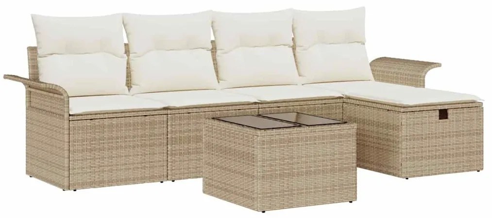 vidaXL Σετ Καναπέ Κήπου 6 pcs Μπεζ και Κρέμα συνθετικό ρατάν