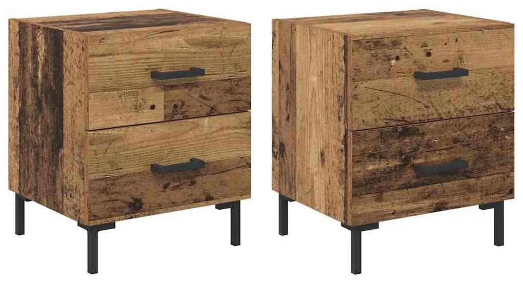 vidaXL Κομοδίνο 2 pcs Παλιό ξύλο 40 x 35 x 47,5 εκ Επεξεργασμένο ξύλο