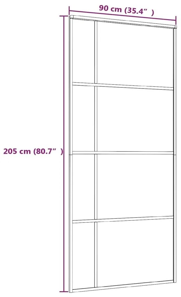 Συρόμενη Πόρτα Μαύρη Αμμοβολή 90 x 205 εκ. Γυαλί ESG/Αλουμίνιο - Μαύρο