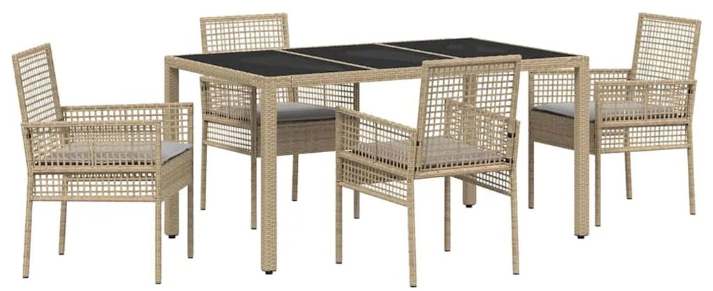 vidaXL Σέτ φαγητού για κήπο 5 pcs Μπεζ συνθετικό ρατάν