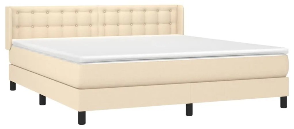 Κρεβάτι Boxspring με Στρώμα Κρεμ 160x200 εκ. Υφασμάτινο - Κρεμ